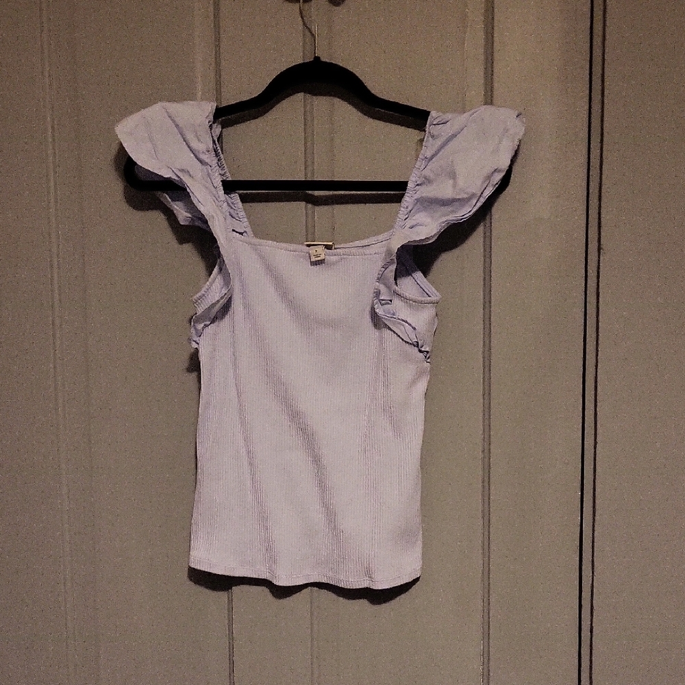 Elegant Sky Blue Ruffled Blouse